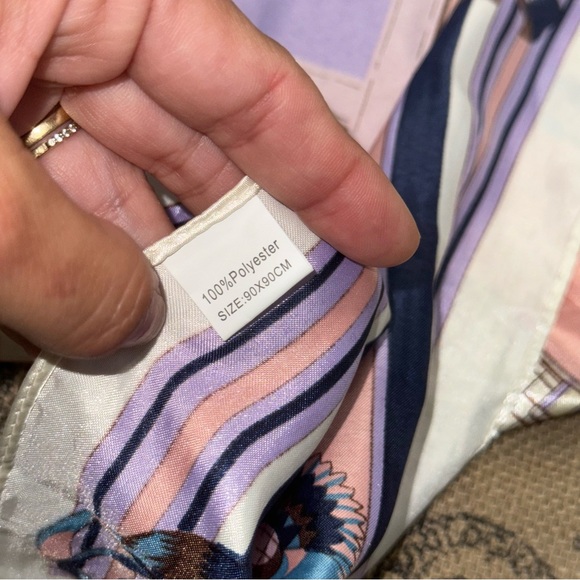 Horse Scarf Print Shawl Equestrian Purple Pink Blue Pony Stallion One Size - Picture 8 of 10